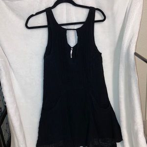 Free People Black Linen Dress with Pockets